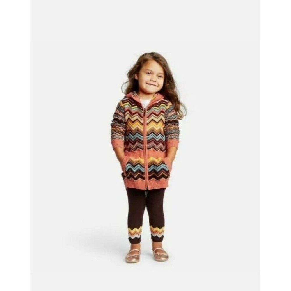 NWT Missoni Target Full Zip Girl's Hooded Chevron Striped Sweater Child Sz XS
